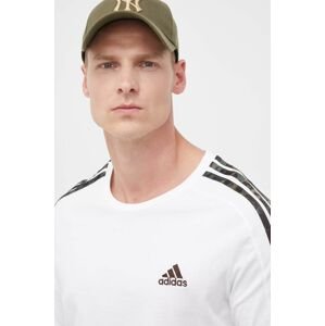 Bavlnené tričko adidas biela farba, s nášivkou