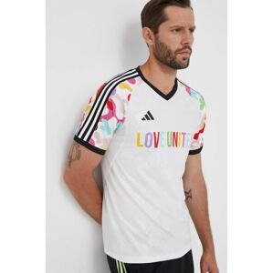 Tréningové tričko adidas Performance Pride Tiro biela farba, vzorované