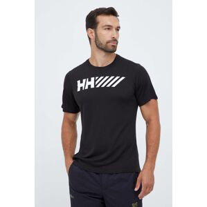 Športové tričko Helly Hansen Lifa Tech čierna farba, s potlačou