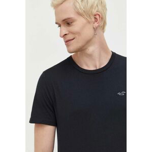 Bavlnené tričko Hollister Co. čierna farba, jednofarebný