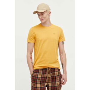 Bavlnené tričko Hollister Co. žltá farba, jednofarebný