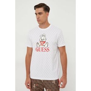 Tričko Guess Guess x Banksy pánske, béžová farba, vzorované