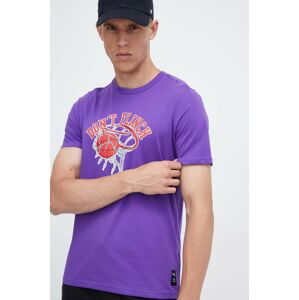Bavlnené tričko Puma fialová farba, s potlačou