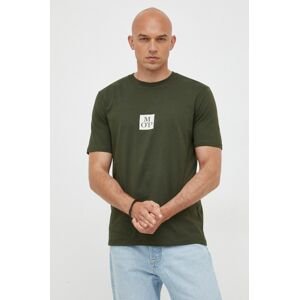 Bavlnené tričko Marc O'Polo zelená farba, s potlačou