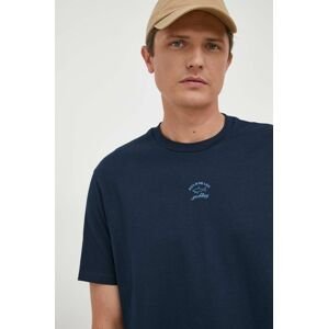 Bavlnené tričko Paul&Shark tmavomodrá farba, jednofarebné