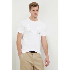 Bavlnené tričko La Martina biela farba, s potlačou