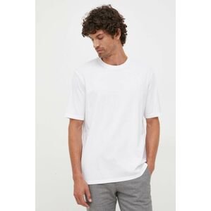 Bavlnené tričko Sisley biela farba, jednofarebný