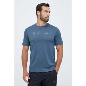 Tréningové tričko Calvin Klein Performance šedá farba, s potlačou