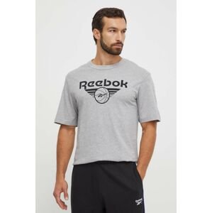 Bavlnené tričko Reebok Classic Basketball šedá farba, s potlačou