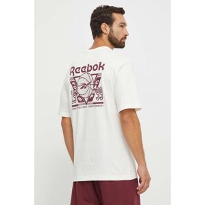 Bavlnené tričko Reebok Classic Basketball béžová farba, s potlačou