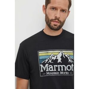 Športové tričko Marmot MMW Gradient čierna farba, s potlačou