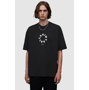 Bavlnené tričko AllSaints TIERRA SS CREW čierna farba, s potlačou