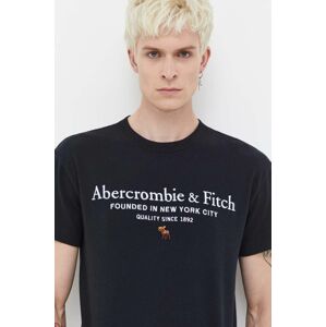 Bavlnené tričko Abercrombie & Fitch pánsky, čierna farba, s nášivkou