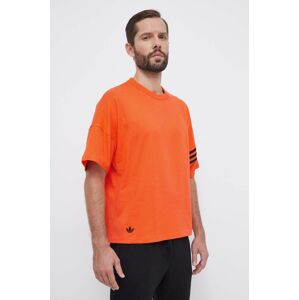 Bavlnené tričko adidas Originals pánsky, oranžová farba, s nášivkou