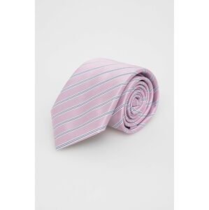 Kravata s prímesou hodvábu BOSS ružová farba
