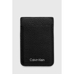 Kožené puzdro na karty + kľúčenka Calvin Klein čierna farba