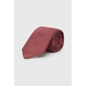 Kravata s prímesou hodvábu BOSS červená farba