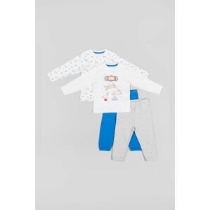 Detské bavlnené pyžamo zippy biela farba, vzorované