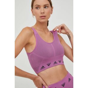 Športová podprsenka adidas Performance Aeroknit fialová farba, vzorované