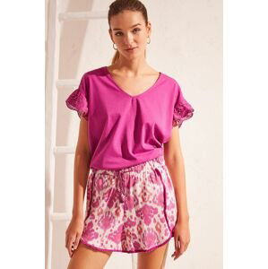 Pyžamové šortky women'secret Mix & Match dámske, ružová farba,