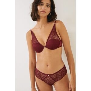 Nohavičky women'secret Leaf Lace Garnet bordová farba,