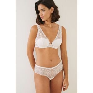 Nohavičky women'secret Leaf Lace Ivory biela farba,