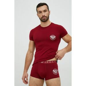 Tričko a boxerky Emporio Armani Underwear bordová farba, s potlačou
