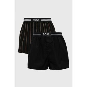 Bavlnené boxerky BOSS 2-pak čierna farba
