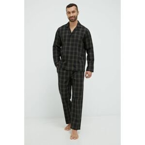 Bavlnené pyžamo BOSS čierna farba, vzorovaná