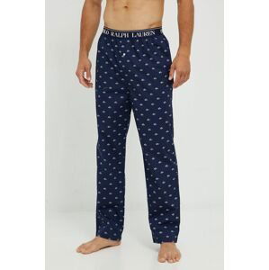 Bavlnené pyžamové nohavice Polo Ralph Lauren tmavomodrá farba, vzorovaná