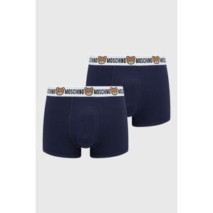 Boxerky Moschino Underwear 2-pak pánske, tmavomodrá farba