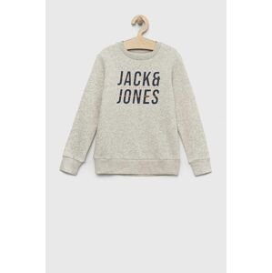 Detská mikina Jack & Jones šedá farba, s potlačou