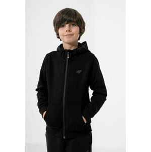 Detská mikina 4F čierna farba, s kapucňou, jednofarebná