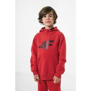 Detská mikina 4F červená farba, s kapucňou, s potlačou