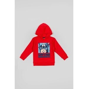 Detská bavlnená mikina zippy červená farba, s kapucňou, s potlačou