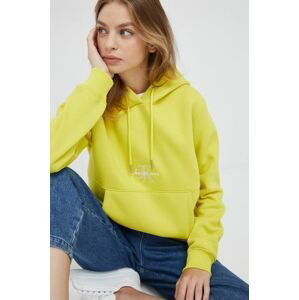 Mikina Calvin Klein Jeans dámska, žltá farba, s nášivkou