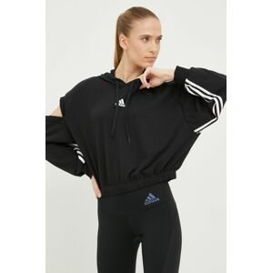 Mikina adidas dámska, čierna farba, jednofarebná