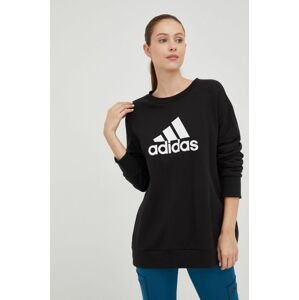 Bavlnená mikina adidas Performance dámska, čierna farba, s potlačou