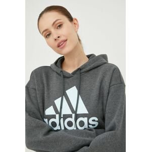 Mikina adidas dámska, šedá farba, s potlačou