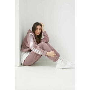 Mikina adidas Originals dámska, ružová farba, s kapucňou, jednofarebná