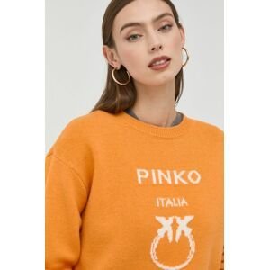 Vlnený sveter Pinko dámsky, oranžová farba, tenký