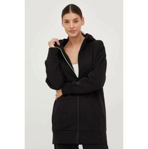 Mikina 4F dámska, čierna farba, s kapucňou, jednofarebná