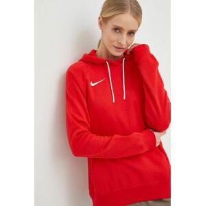 Mikina Nike dámska, červená farba, s kapucňou, jednofarebná