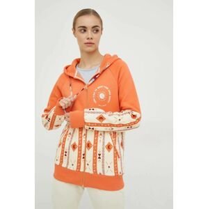 Mikina Femi Stories dámska, oranžová farba, s kapucňou, vzorovaná