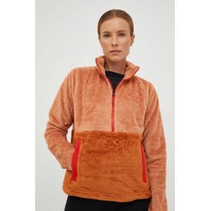 Športová mikina Marmot Homestead Fleece dámska, oranžová farba, vzorovaná