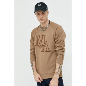 Mikina Premium by Jack&Jones Noel pánska, hnedá farba, s nášivkou