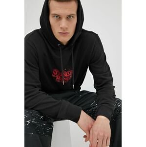 Mikina Quiksilver X Stranger Things pánska, čierna farba, s potlačou