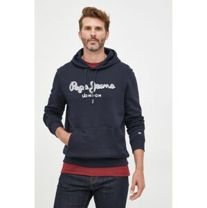 Bavlnená mikina Pepe Jeans pánska, tmavomodrá farba, s nášivkou