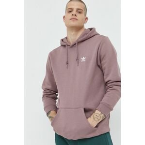 Mikina adidas Originals pánska, fialová farba, s kapucňou, s nášivkou