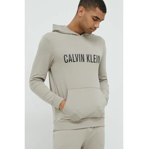 Pyžamová mikina Calvin Klein Underwear pánska, béžová farba, melanžová